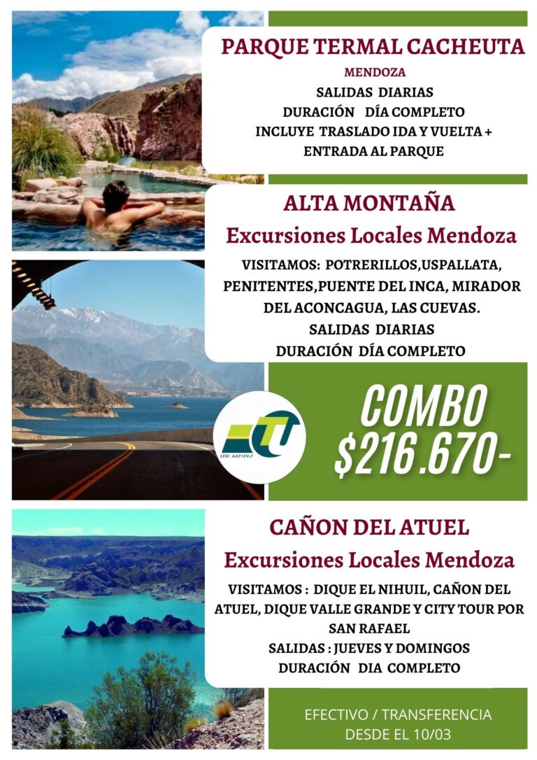 Parque Termal Cacheuta + Alta Montaña + Cañón del Atuel